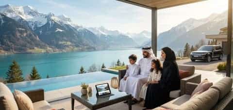 عائلة سعيدة تخطط لرحلة سياحية عالمية في 2026 مع خدمات شركة المنافس للسياحة.