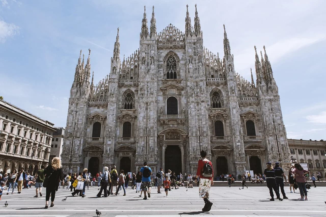 milan cathedral, church, architecture, people, facade, building, historic, historical, cathedral, square, landmark, tourist attraction, duomo di milano, milan, europe, italy, milan, milan, milan, mila
