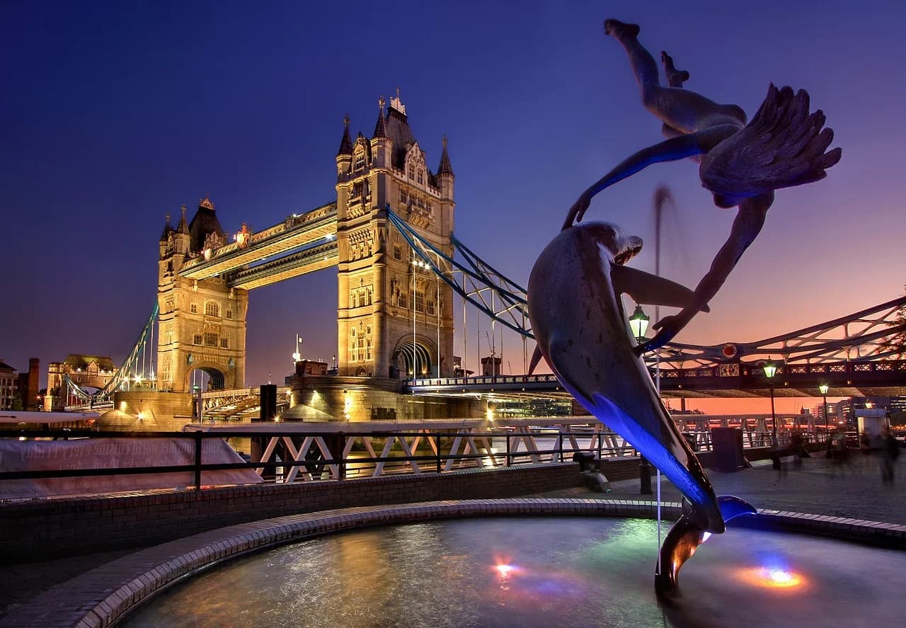 london, landmark, tower bridge, architecture, england, river thames, nature, sunset, dusk, city, evening, lights, twilight, united kingdom, europe
