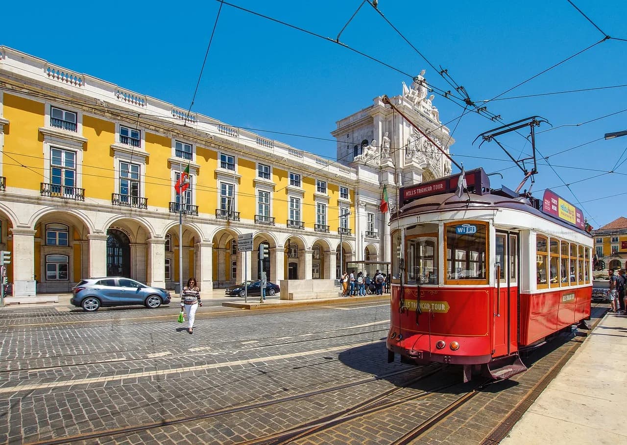 tram, train, road, building, monument, cityscape, lisbon, portugal, architecture, city, lisboa, europe, landmark, portuguese, tourism, skyline, alfama, scene, travel, tram, train, lisbon, lisbon, lisb