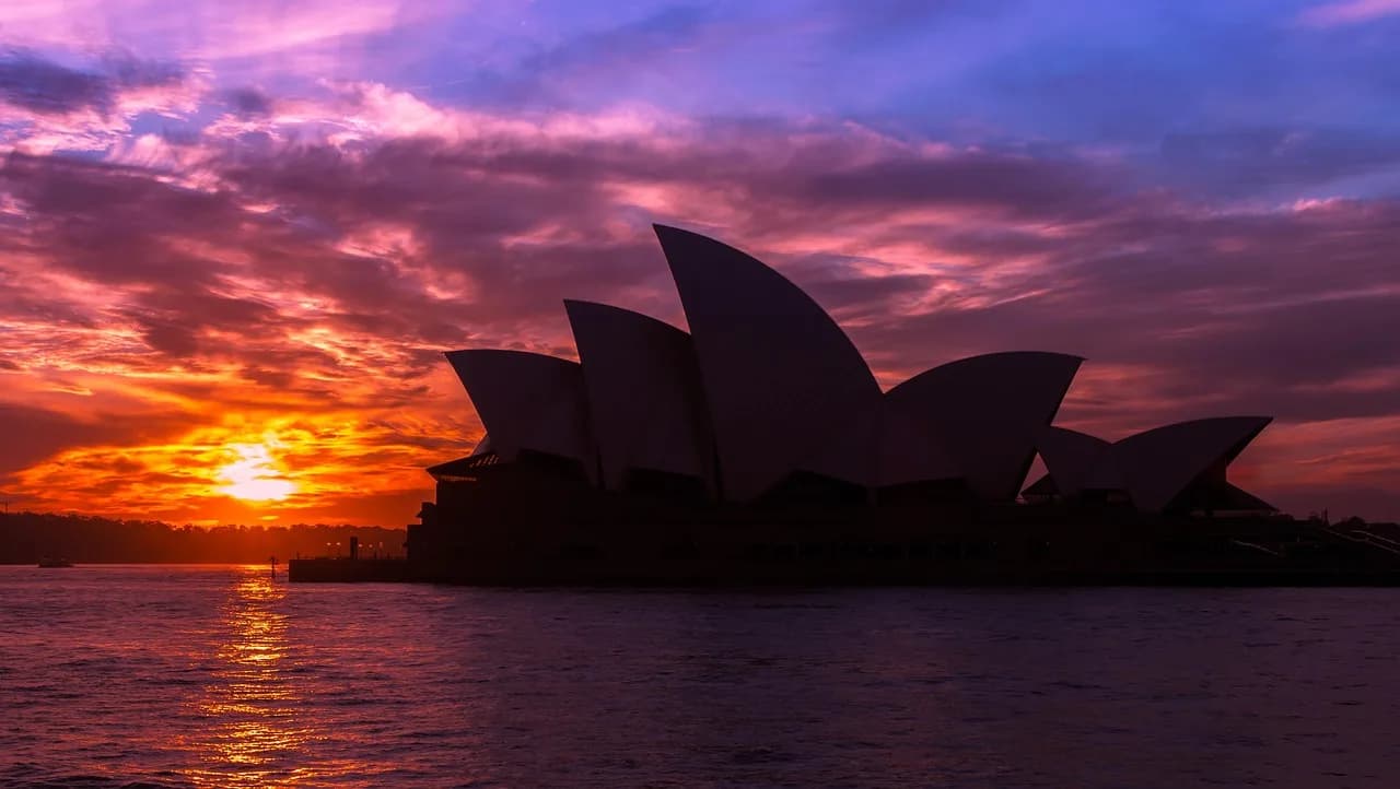 opera house, australia, architecture, building, sydney, sunset, nature, landmark, tourist attraction, travel, dusk