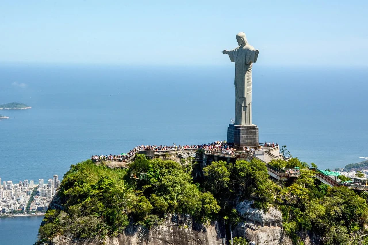 brazil, rio, landscape, tourism, ocean, mountain, guanabara, city, nature, summer, sky, viewpoint, landmark, vacations, stunning, aerial, helicopter, christ, redeemer, corcovado, statue, wonder, brazi