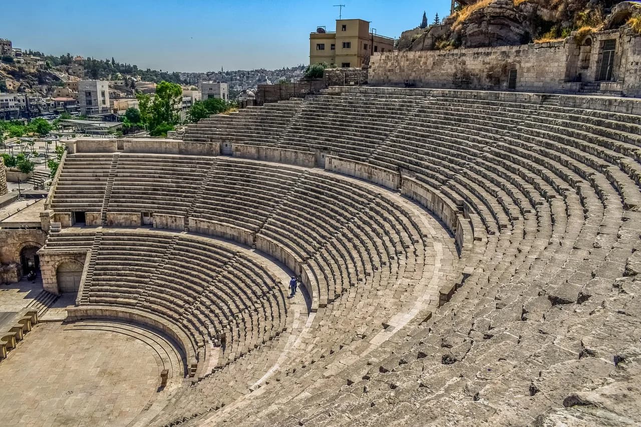 roman theatre, 2nd century, landmark, architecture, travel, city, historic, tourism, famous, monument, downtown, old town, amman, jordan, brown theater, amman, amman, amman, amman, amman