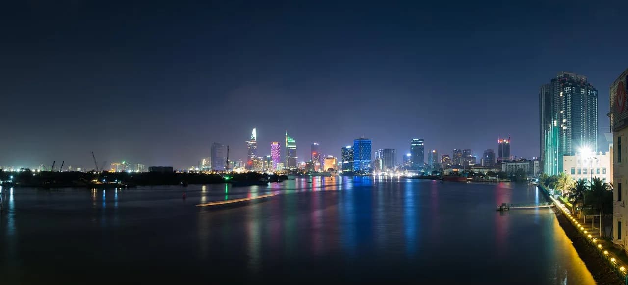 city, landscape, saigon, vietnam, asia, architecture, travel, building, night, cityscape, panorama, urban, house, street, landmark, lights, blue house, blue street, landscape, saigon, saigon, saigon,