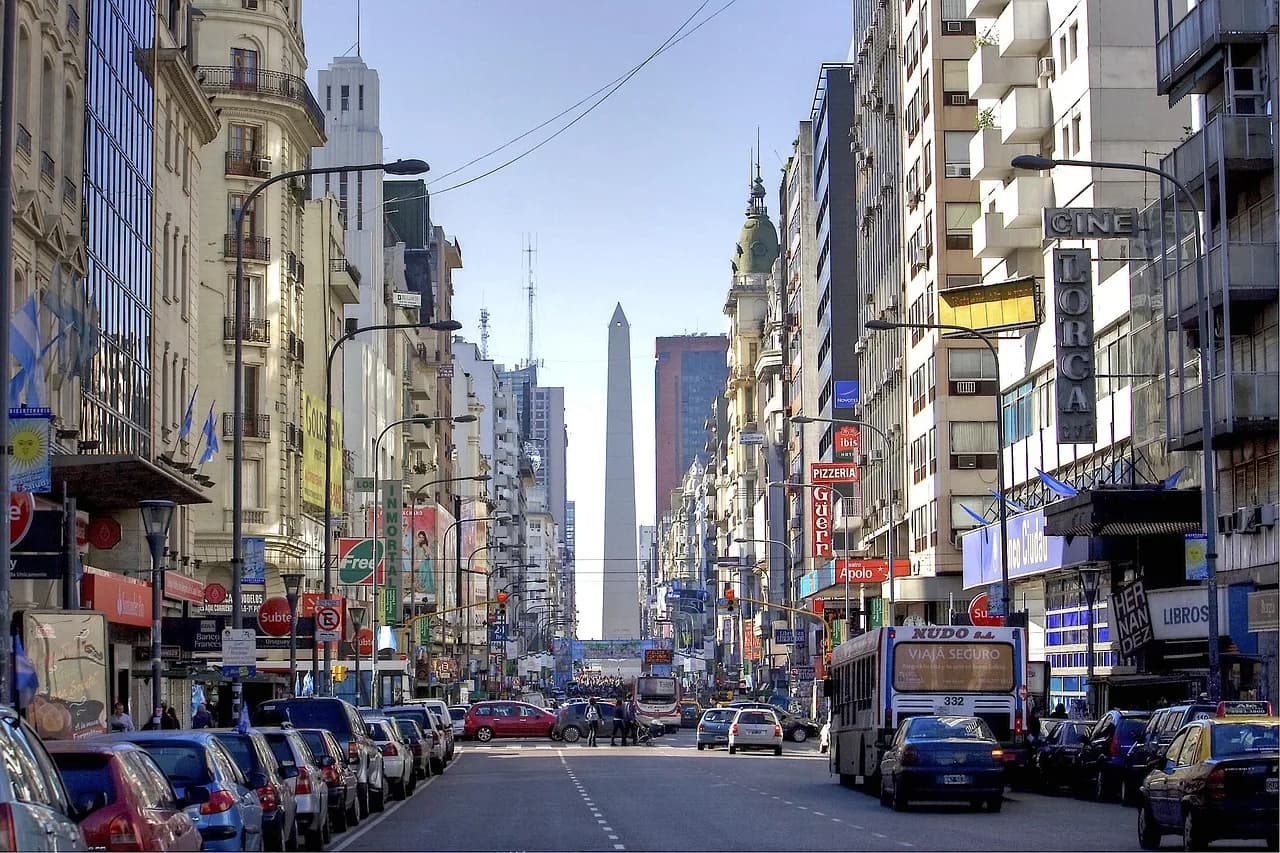buenos aires, argentina, obelisk, corrientes avenue, architecture, city, landmark, street, cars, building, travel, cityscape, monument, symbol, culture, metropolis, buenos aires, buenos aires, buenos