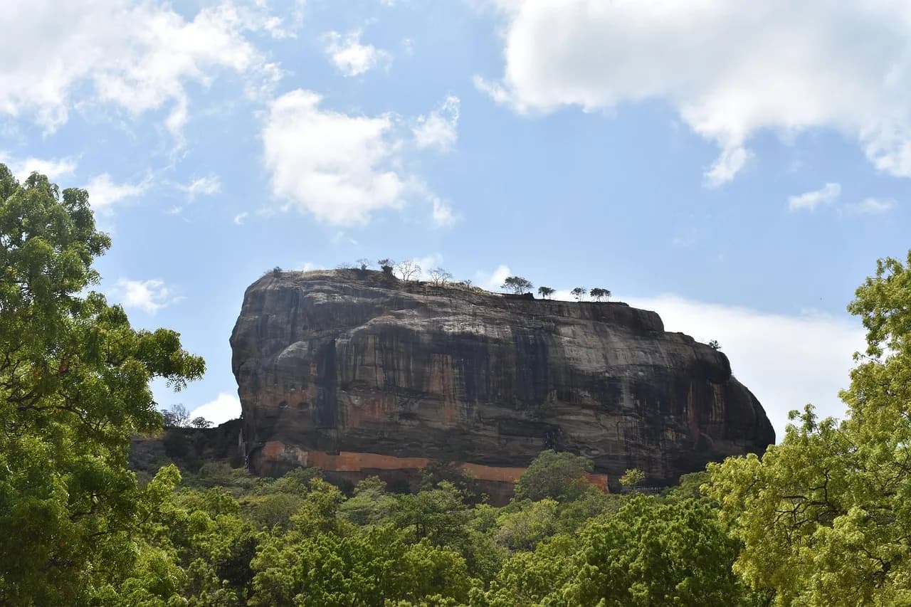 sigiriya, lion rock, sri lanka, asia, travel, tourism, landmark, site, archaeology, rock, nature, sky