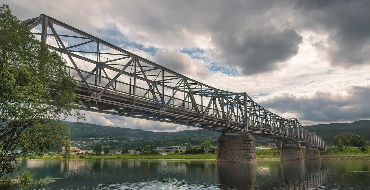 bridge, nature, norway, scandinavia, architecture, europe, sky, river, landmark, water, travel
